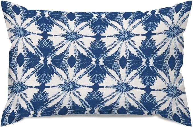 Set of 2 Indigo Blue Trellis Pillow Covers 12x18in Farmhouse Canvas Cushion Covers Outdoor for Couch Chair Home Decor for Family Friends