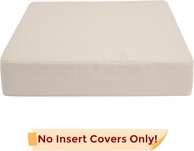 FUNHOME Outdoor Cushion Covers 24 x 24 x 4 inch,Set of 2,Non-Slip Grips Bottom,Replacement Cushion Covers for Garden Patio Furniture Couch Chair,Fade-Resistant Slipcover Only,No Insert(Antique Beige)
