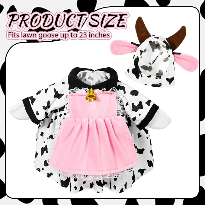 Honic Cow Porch Goose Outfits for 23" High Cement or Plastic Goose for Spring Outdoor Garden Yard Patio Lawn Statue Spring Decor (Pink Dress)