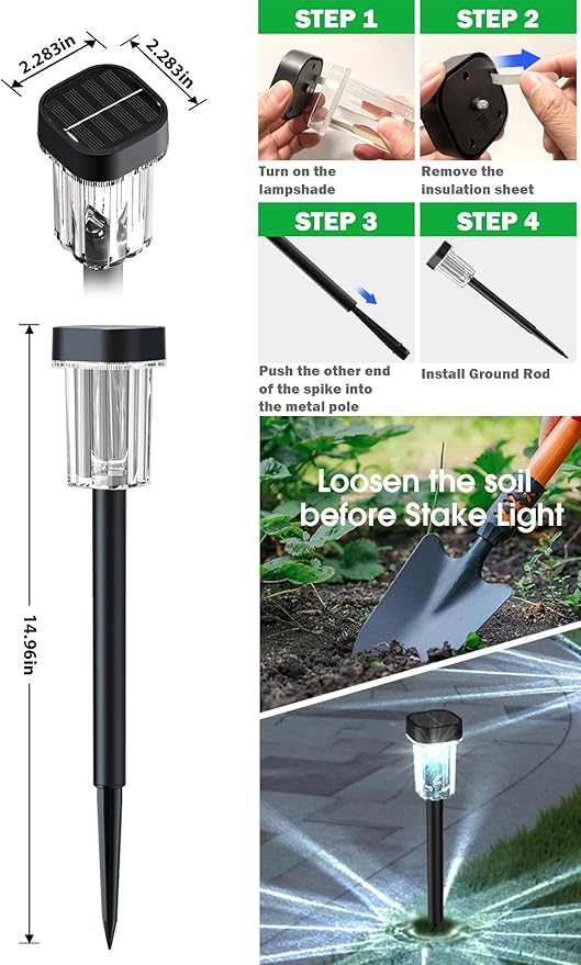 LIANGLOME Solar Pathway Lights Outdoor 12 Pack - IP55 Waterproof Solar Powered Garden Lights 6000K Cold White LED, Auto On/Off Outdoor Solar Lights for Yard Driveway Patio Decor Landscape Lighting