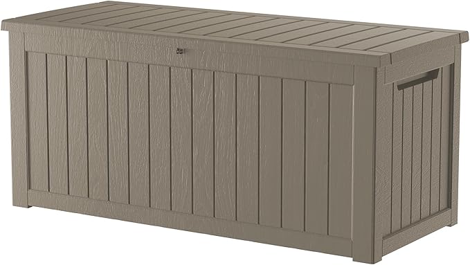 200 Gallon Outdoor Storage Box Patio Deck Box Waterproof, Resin Lockable Outside Large Storage Bin for Pool Cushion Furniture, Garden Tools UV-Resistant, Grey