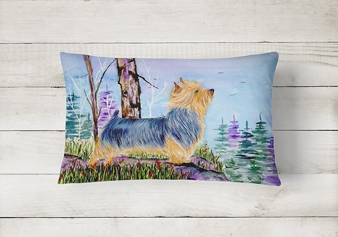Caroline's Treasures SS8678PW1216 Norwich Terrier Canvas Fabric Decorative Pillow Machine Washable, Indoor Outdoor Decorative Pillow for Couch, Bed or Patio, 12HX16W