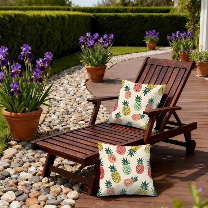 20x20 Inch Outdoor Pillow Covers Set of 2 Waterproof Throw Pillow Covers Decorative Couch Cushion Covers Pineapple Cute Square Pillowcases Protectors for Patio Garden Sofa
