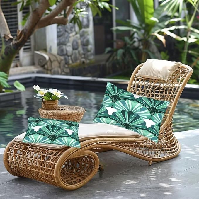 Outdoor Pillows Waterproof Set of 2 Outdoor Pillow Covers 16x24 Inch, Green Throw Pillows Plants Pillow Covers, Summer Garden Decorative Pillows Outdoor Pillows for Patio Furniture Home Decor -hs372