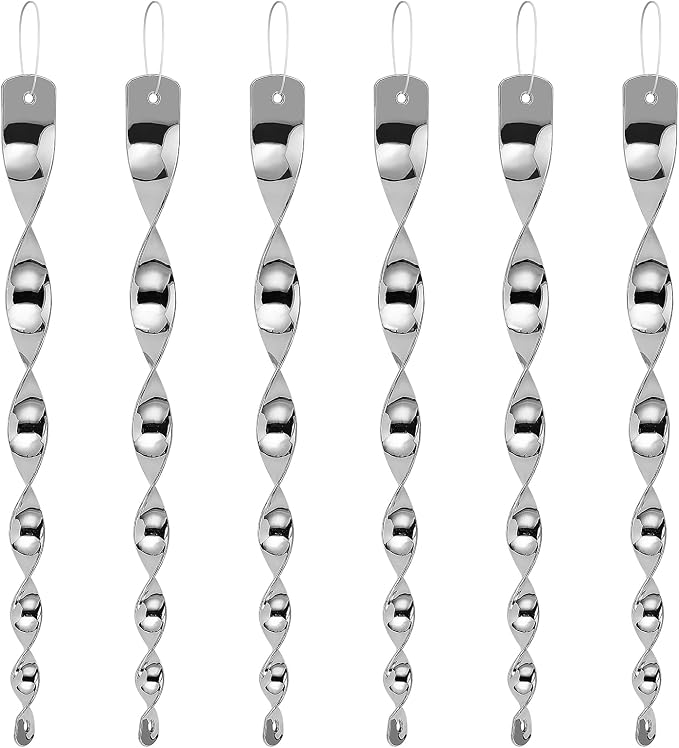 Besmon Woodpecker Bird Scare Devices，Reflective Scare Rods Control Device to Keep Birds Away from Patio Pool（Christmas Reflective Strip Hanging Home as Decoration） (6PCS)