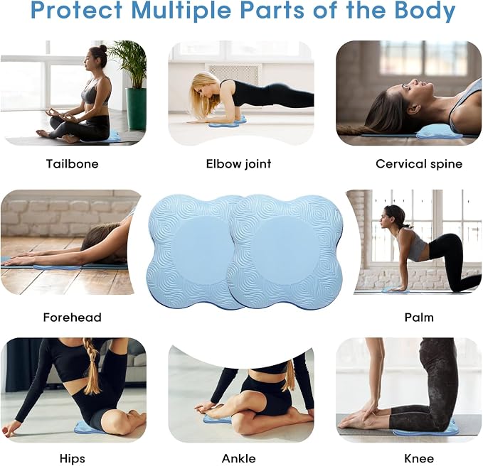 2 Pack Yoga Knee Pads Mat Set - Extra Thick Foam Kneeling Pad Cushion for Knees, Elbows, Wrists, Head - Yoga Essentials for Women Men, Non-Slip Pilates, Meditation, Floor Workouts