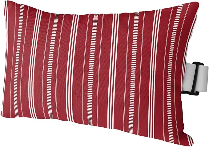 Outdoor Lumbar Pillow 12x20 Inch, Boho Red Waterproof Throw Pillow Covers with Insert, Minimalist Farmhouse Striped Decorative Headrest Pillows for Office Car Travel
