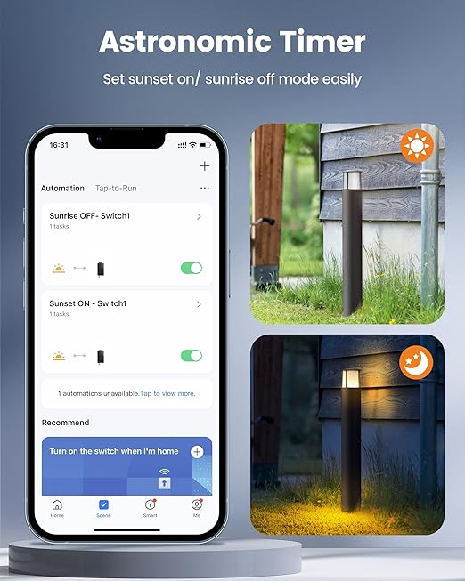 SURAIELEC Smart Wi-Fi Low Voltage Transformer, 200W Indoor Outdoor Landscape Lighting Transformer with 2 Zones, 120V AC to 12V 15V AC Multi Tap Power Supply, Works with Alexa & Google Assistant
