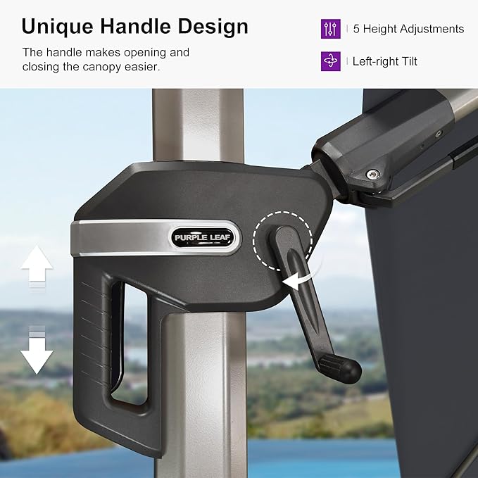 PURPLE LEAF 10' X 6.5' Left-right Tilting Patio Umbrella Outdoor Swivel Cantilever Umbrella Aluminum Offset Umbrella with Champagne Frame and 360-degree Rotation for Garden Deck Pool, Grey