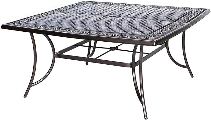 Hanover Traditions 9-Piece Patio Dining Set, Rust-Free Aluminum Outdoor Dining Set with Autumn Berry Cushions, 8 Swivel Rockers and Aluminum Square Dining Table, All-Weather Outdoor Dining Set for 8