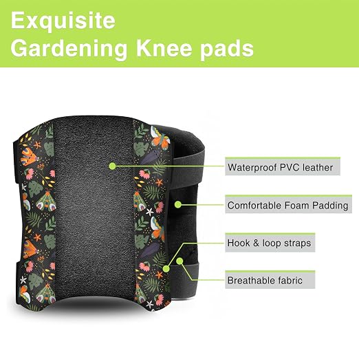 Garden Knee Pads for Women, Lightweight Waterproof KneePads for Gardening, Anti Slip Leather Foam Padding Kneeling Pads for Flooring and Carpet Cleaning, House work, Gardening Maintain, Knee Protector, Butterfly