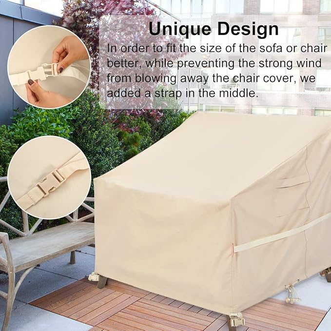 Patio Chair Cover, 600D Heavy Duty Lounge Deep Seat Cover Waterproof Outdoor Chair Covers for Lawn Furniture, All-Weather Protection Lawn Chair Covers(30" W x 37" D x 31" H)