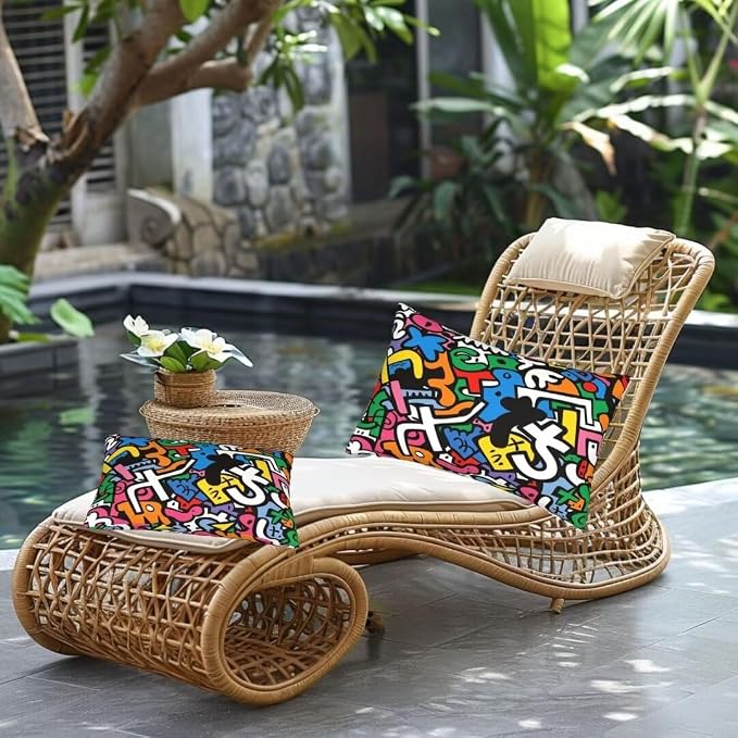 Outdoor Pillows Waterproof Set of 2 Outdoor Pillow Covers 16x24 Inch, Color Throw Pillows Abstract Pillow Covers, Garden Decorative Pillows Outdoor Pillows for Patio Furniture Car Home Decor -hs251