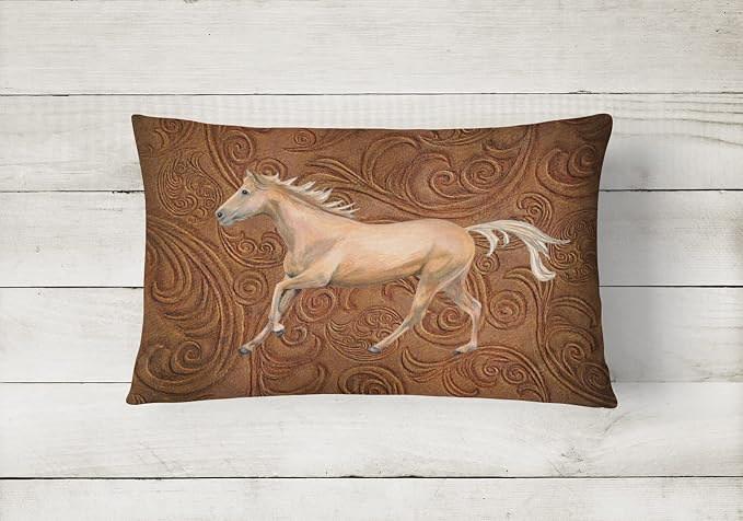 Caroline's Treasures SB3060PW1216 Horse Canvas Fabric Decorative Pillow 100% Machine Washable Pillow, Indoor or Outdoor Decorative Throw Pillow for Couch, Bed or Patio