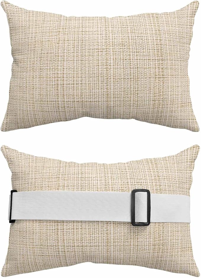 Outdoor Lumbar Pillow Set of 1, Beige Rustic Waterproof Beach Headrest Pillow with Inserts, Vintage Farmhouse Beige Solid Color Recliner Throw Pillows for Patio Furniture, 11 x 16