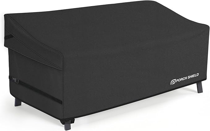 Porch Shield Patio 3-Seater Sofa Cover - Waterproof Outdoor Couch Deep Seat Sofa Cover 86W x 38D x 35H inch, Black