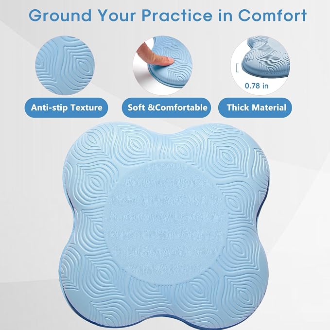 2 Pack Yoga Knee Pads Mat Set - Extra Thick Foam Kneeling Pad Cushion for Knees, Elbows, Wrists, Head - Yoga Essentials for Women Men, Non-Slip Pilates, Meditation, Floor Workouts