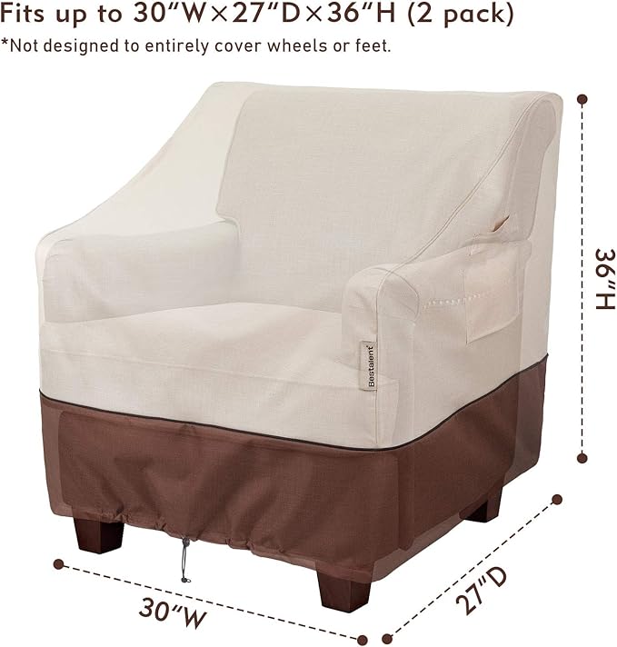 Patio Chair Covers Heavy Duty Outdoor Furniture Covers Waterproof Fits up to 30" W x 27" D x 36" H 2Pack