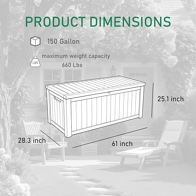 Outdoor Storage Solution with Deck Box Design, Multi-purpose Patio Furniture for Garden Tools, Shoe Storage & Cushions, Strong Storage Bins with Lids Style (brown)