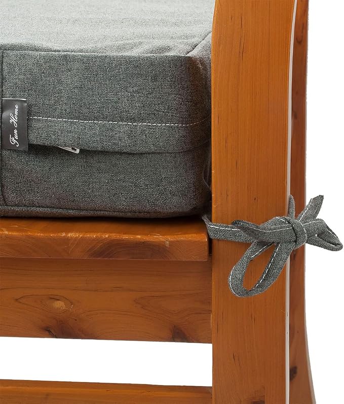 FUNHOME Outdoor Bench Cushion Cover 54 x18 x 3 inch,Water Resistant Cover with Zipper&Ties,Fade-Resistant Slipcover,Patio Porch Swing Cushion Cover Replacement Only,No Insert(Dark Gray)