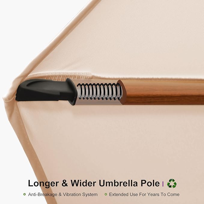 PURPLE LEAF 13ft Patio Umbrella Cantilever Umbrellas Outdoor Round Wood Umbrella Offset Umbrellas Heavy Duty Sun for Garden Deck Pool, Spectrum Sand
