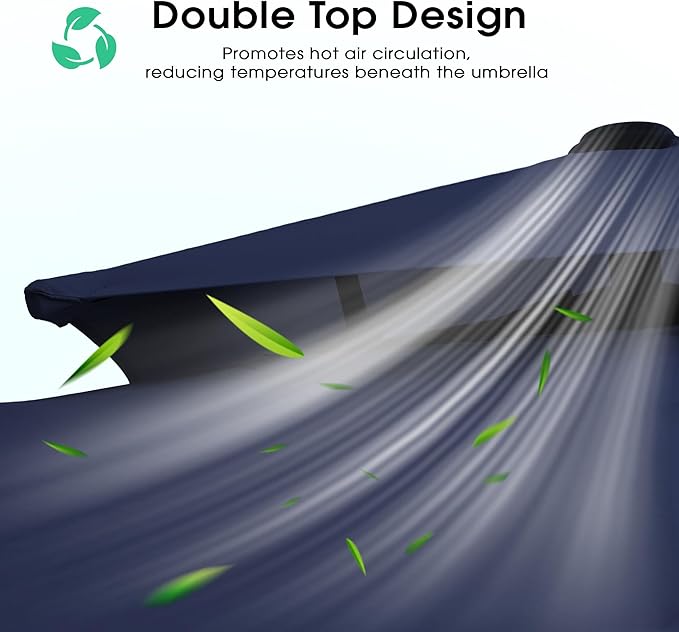 JEAREY 10ft 2-Tier Cantilever Patio Umbrella, Large Square Outdoor Offset Umbrella with Double Top Vent and 360-degree Rotation for Garden, Deck, Pool, Patio, Navy