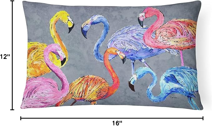 Caroline's Treasures 8871PW1216 Flamingo Six Senses Canvas Fabric Decorative Pillow Machine Washable, Indoor Outdoor Decorative Pillow for Couch, Bed or Patio, 12HX16W
