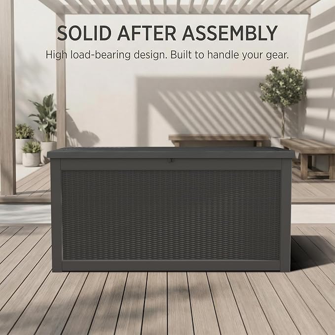 FEFLO 260 Gallon Waterproof Resin Deck Box, Heavy-Duty Outdoor Storage Box | Lockable Lid & UV-Resistant Patio Storage Chest for Garden Tools, Pool Accessories, Package Delivery, Toys, Furniture