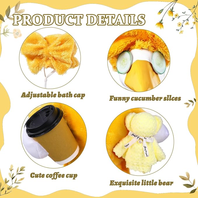 Celltestria Lady Goose Outfits for 23" Geese Yellow Bathrobe Porch Goose Costume Coffee Cup Bear Cucumber Eye Mask Goose Clothes for Outdoor Patio Yard Lawn Garden Decoration