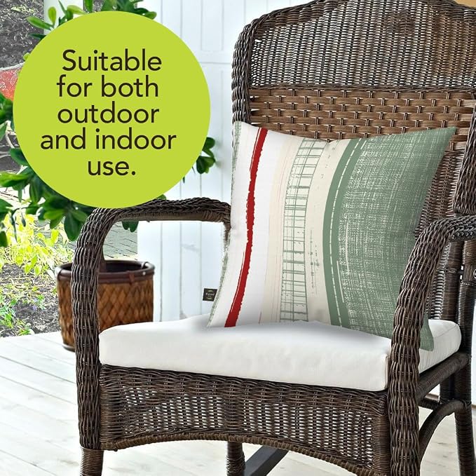 Briarwood Lane Everday Indoor/Outdoor Pillow 17x17 Red and Green Stripes for Everday Pillow