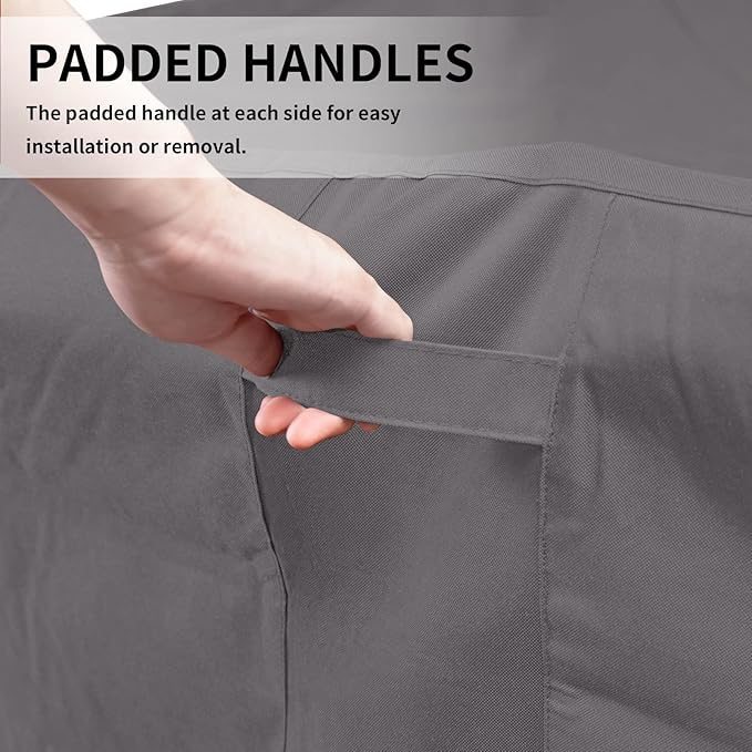 Easy-Going 600D Heavy Duty Patio Furniture Cover - Waterproof Rectangular Table & Chair Set Cover (130"L x 84"W x 28"H, Grey)