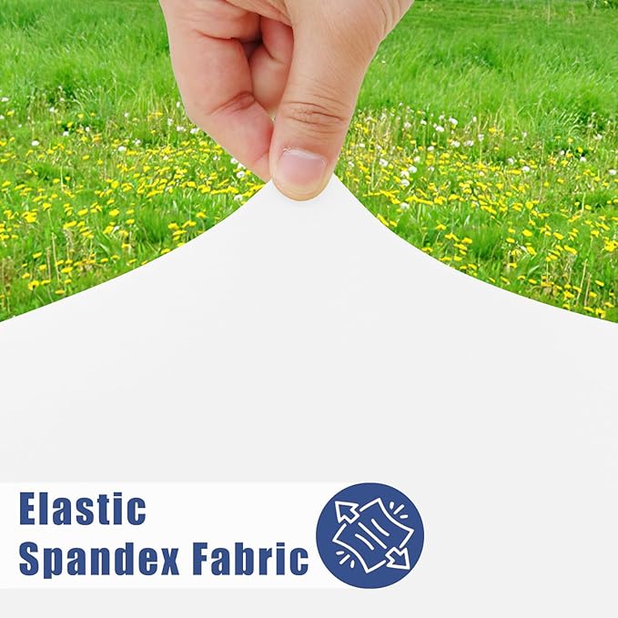 Moosfor Spandex 4 Foot Rectangle Table Cloth 2 Pack, Elastic Fitted Tablecloths for Picnic, Stretch Washable Patio Table Cover for Outdoor, Camping, Banquet and Parties (White, 30"x48")