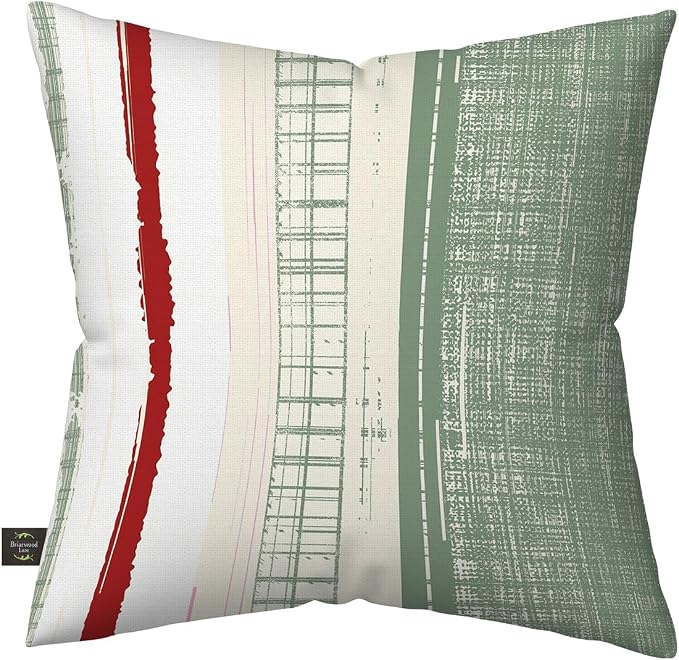 Briarwood Lane Everday Indoor/Outdoor Pillow 17x17 Red and Green Stripes for Everday Pillow