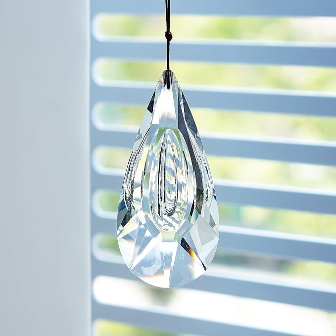 5" Hanging Crystal Prism Suncatcher aceted Clear Crystal Drop Rainbow Maker | Window Garden Decor Ornament, Faceted Clear Glass Prism Pendant, Christmas Tree Hanging Decoration