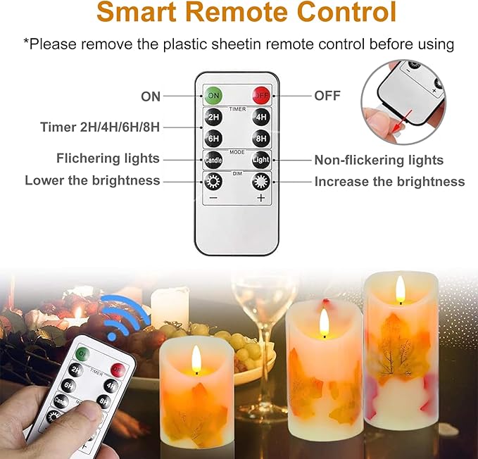 Flameless LED Pillar Candles with Timer & Remote Control, Safe Warm Glow, Battery Operated, 3-Piece 3"×4"/5"/6" Set, Waterproof Decorative Candles for Home, Wedding, Table & Outdoor Use