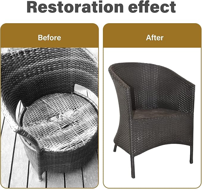 Wicker Repair Material， Flat Synthetic Rattan Weaving Material Plastic Rattan for Knit and Repair Chair Table,Storage Basket,Ect (Coffee Gradient B)