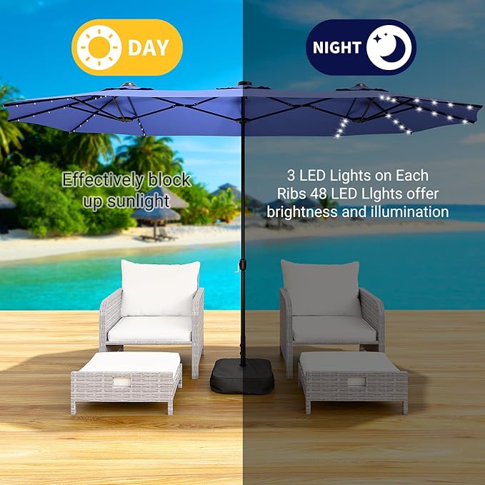 CHABATREE 9FT Outdoor Patio Umbrella with Easy Crank - UV Resistant & Waterproof Market Umbrella with Ventilated Canopy, 9 Sturdy Ribs & Powder-Coated Frame for Garden, Deck, Backyard, Pool, Patio Table