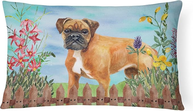 Caroline's Treasures CK1202PW1216 German Boxer Spring Canvas Fabric Decorative Pillow Machine Washable, Indoor Outdoor Decorative Pillow for Couch, Bed or Patio, 12HX16W