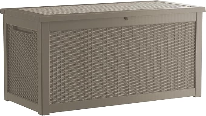 320 Gallon Outdoor Storage Box Waterproof, Lockable Resin Deck Box Large Storage Bin for Patio Furniture Cushion, Garden Tools, Pool Accessories, UV-Resistant Outside, Gray