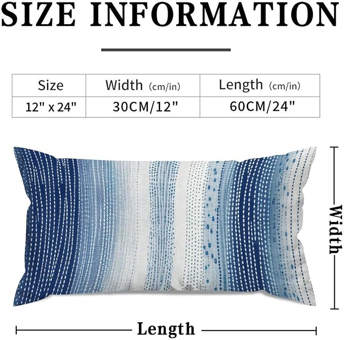 Antelope Aqua Animal Lumbar Pillow Cover White Blue Animal Strip Throw Pillow Cover Retro Farmhouse Decor Pillow for for Couch Sofa Farmhouse Decor 12x24in