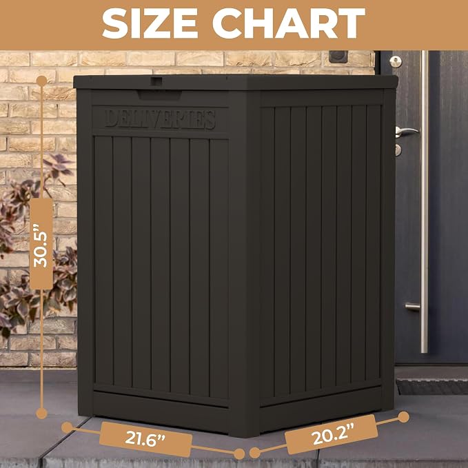 55 Gallon Package Delivery Box for Outside,Weather Resistant UV Protection Resin Outdoor Storage Parcel Box for Porches, Front Door,Balconies,Garages