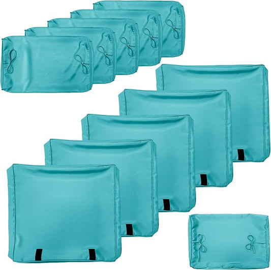 Kurapika Outdoor Cushion Slipcovers 11PCS Patio Set Cushion Covers Replacement for Outdoor Furniture Set, Outdoor Sofa Seat Cushion Cover and Backrest Pillow Covers (Blue)