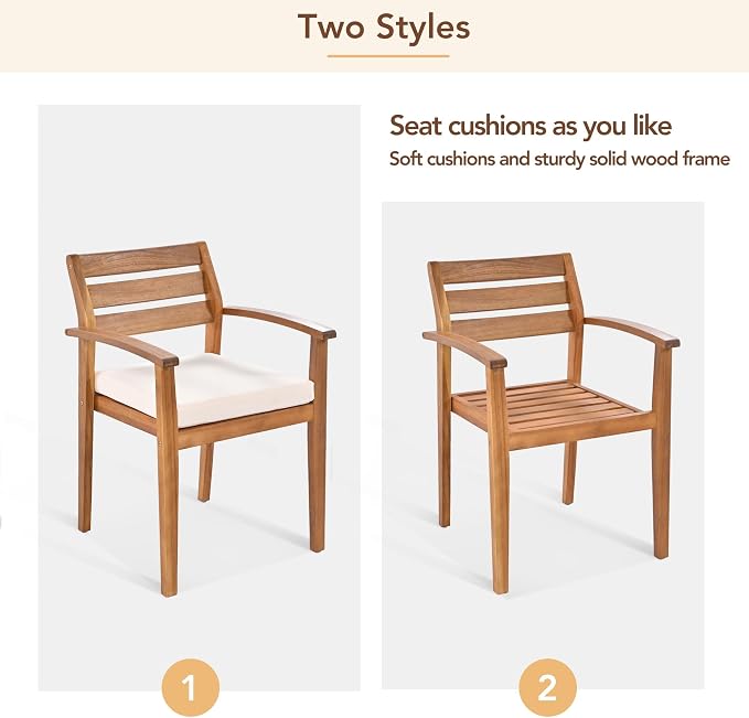 Merax Patio Table and Chairs Set for 8, Outdoor Dining Set Includes 78.7" Thicker Acacia Wood Patio Table, 5 Patio Chairs with Cushions and 1 Bench for Backyard, Courtyard, Poolside, Natural