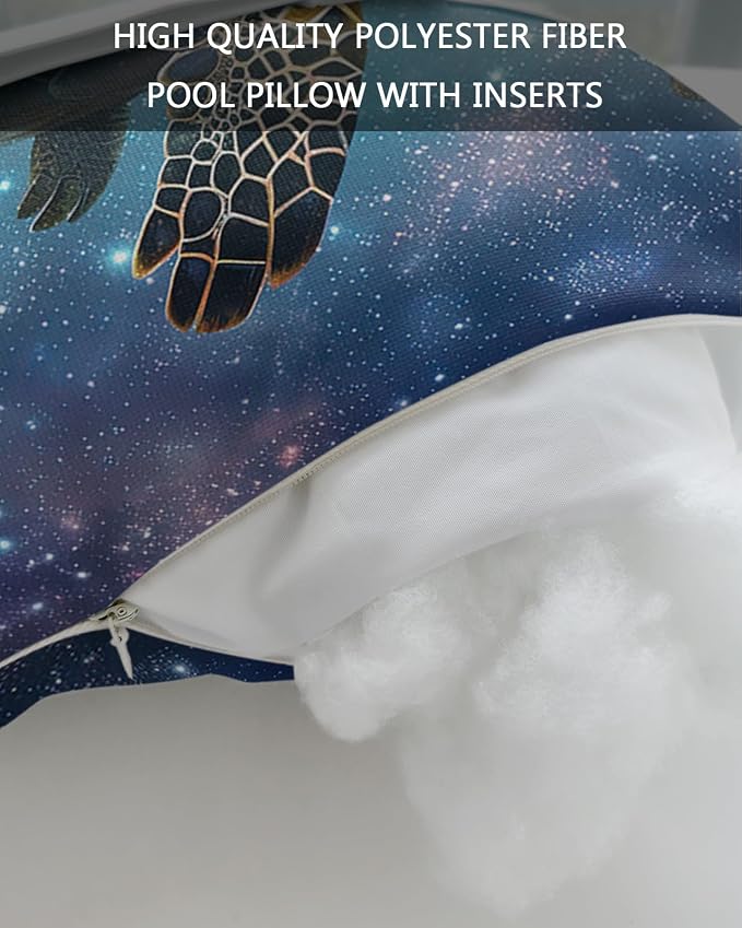 Outdoor Pillows Covers with Inserts Abstract Ocean Sea Turtle in Starry Night Waterproof Recliner Pillow with Adjustable Strap Throw Pillows for Patio Furniture Pool Lounge Chair, 11x16 inch, 1PCS