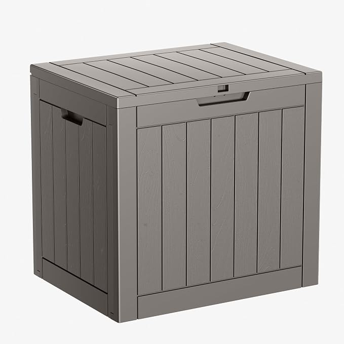 Package Delivery Box, Lockable Resin Outdoor Package, Waterproof Deck Box for Porches, Patios, Indoor & Outdoor Use (35 Gallon, Grey)