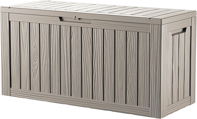 TARKARI 80 Gallon Outdoor Storage Box Waterproof, Resin Deck Boxes with Lockable Lid & UV-Resistant for Patio, Pool, Garden Furniture Cushions & Accessories, Coffee