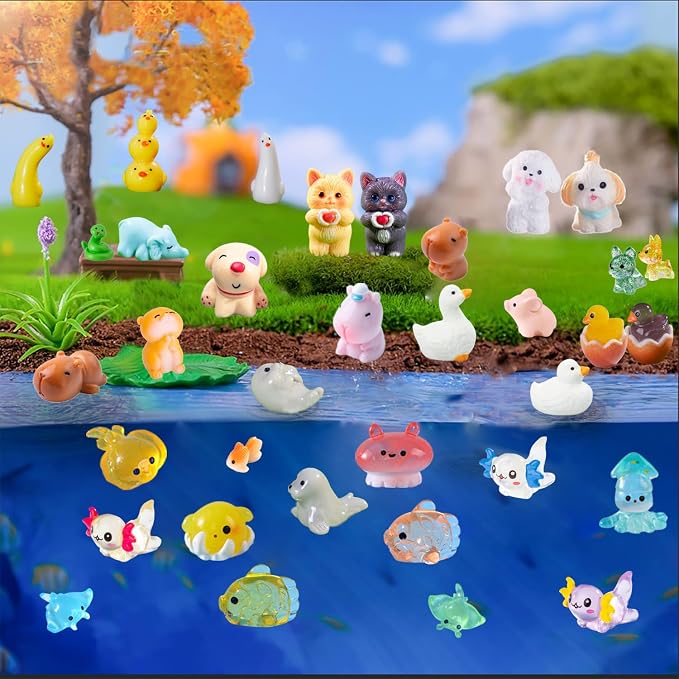 U-Zimikee 200 Pcs Mini Resin Animals - Miniature Animal Figurines Mini Animals to Hide Little Tiny Animal Figures Bulk for Fairy Garden Micro Landscape Decor Dollhouse Crafts Accessories