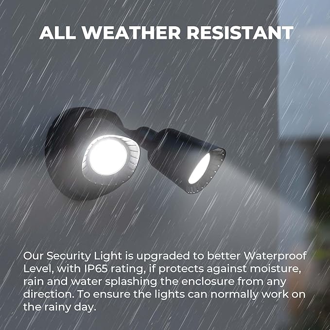 LED Flood Lights Outdoor, 16W 1900LM 5000K Daylight, IP65 Waterproof Security Lights with 2 Adjustable Heads, Exterior Wall Light for Patio, Garage, Yard-Black