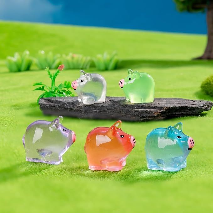 70 Pcs Mini Resin Pig Figurine Bulk Mini Pig Figurine Cake Decorations Cute Miniature Resin Sculpture Ornament Micro Landscape Office Garden Desk Party Tabletop Decor
