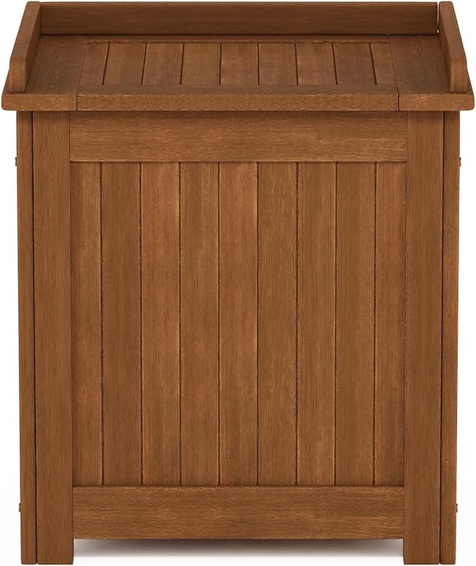 Furinno TIOMAN Wood Outdoor Storage Box, Wooden Patio Deck Box, Garden Backyard Tool Storage, 21 x 23.7 x 16.5, for Balcony, Porch, Light Wood